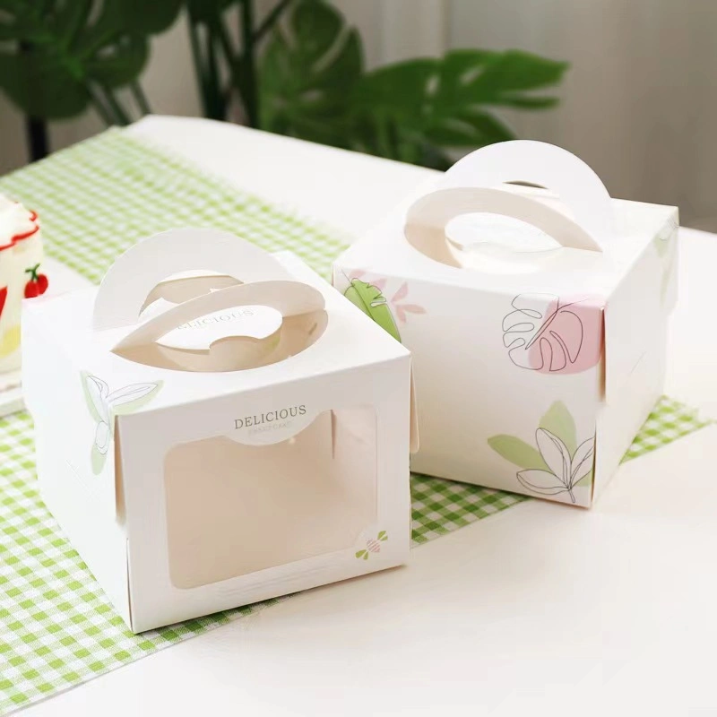 Small Fresh Cake Box Small Pastry Plus High Birthday Cake Packaging Box 4 Inch Mini Portable Window