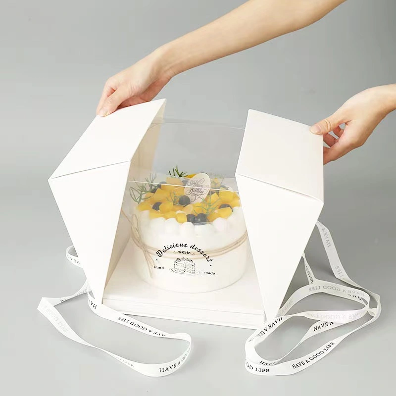 Portable Transparent Cake Box Birthday Cake Mousse Dessert Packaging and Binding Box