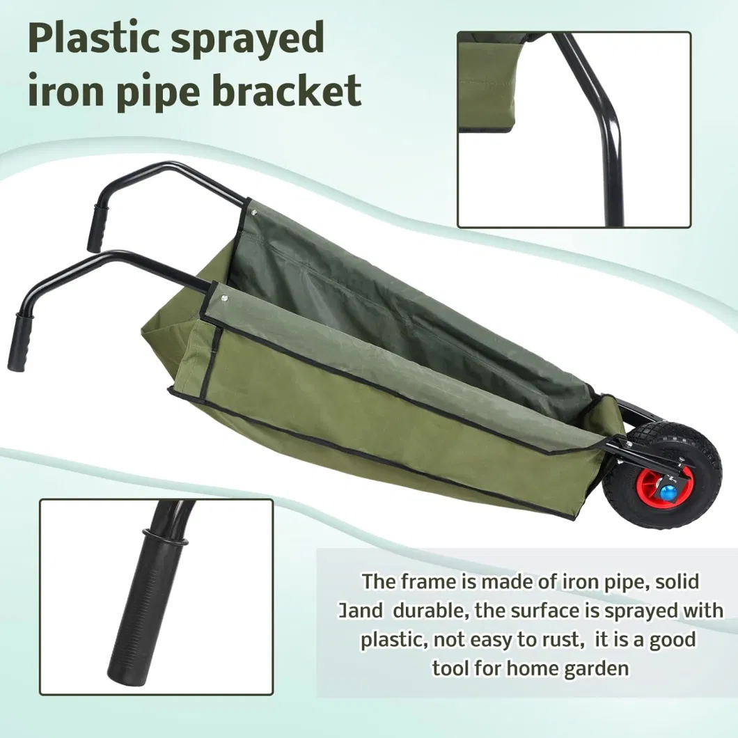 Folding Lightweight Gardening Heavy Duty Oxford Cloth Lawn Cart for Grass, Soil, Brick, Leaf