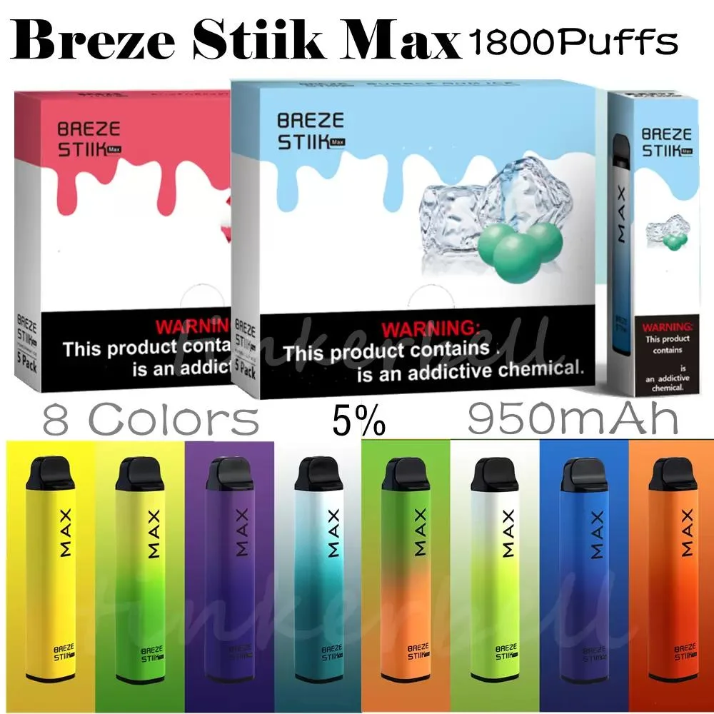 Wholesale Price Breze Stiik Max Disposable E Cigarette 1800 Puffs Vape Pen