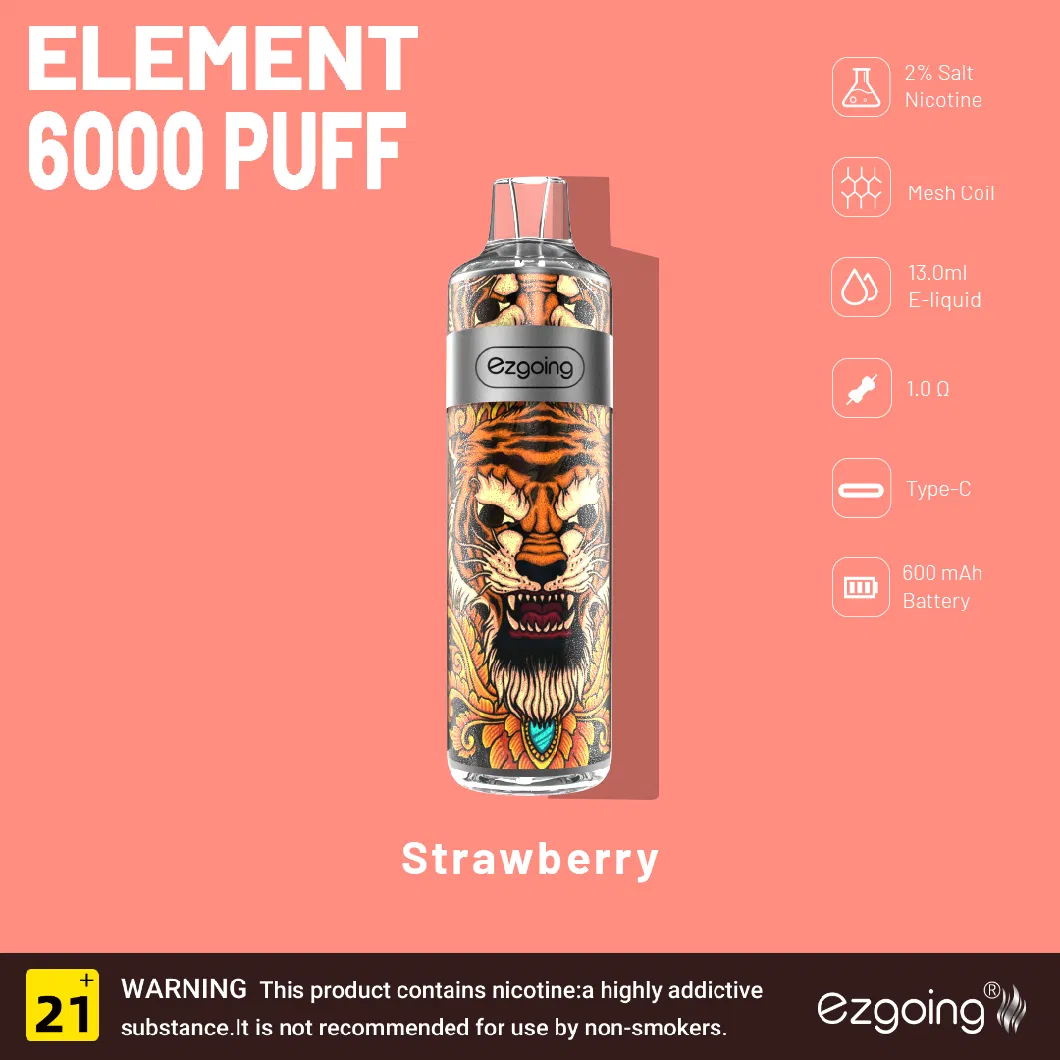 Ezgoing 6000 Puffs Factory Bars Direct Sale Vapes Big Disposable Elf Vape Pen Rechargeable Nicotine Free 2% Juice Vaporizer Flavored E Cigarette