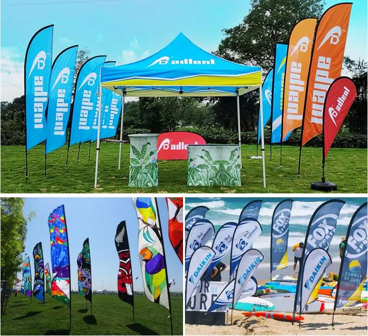 Feather Teardrop Flags Spike with Rotor Outdoor Advertusing Flags Ground Spike