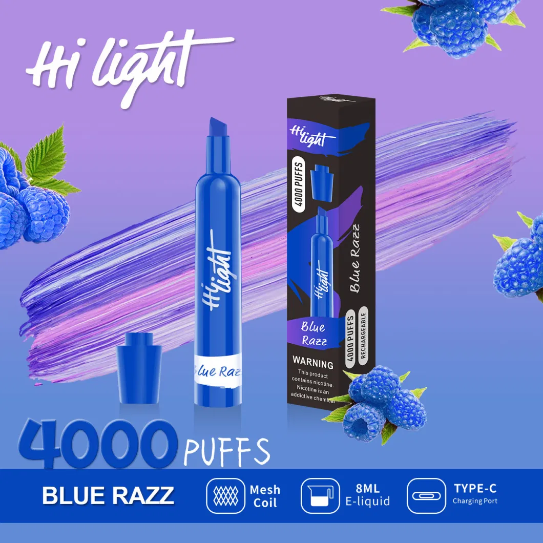 Hi Light 4000 Puffs Zbood Customize Tool Kit Europe 0mg PRO Yunto Ecig Disposable Vape