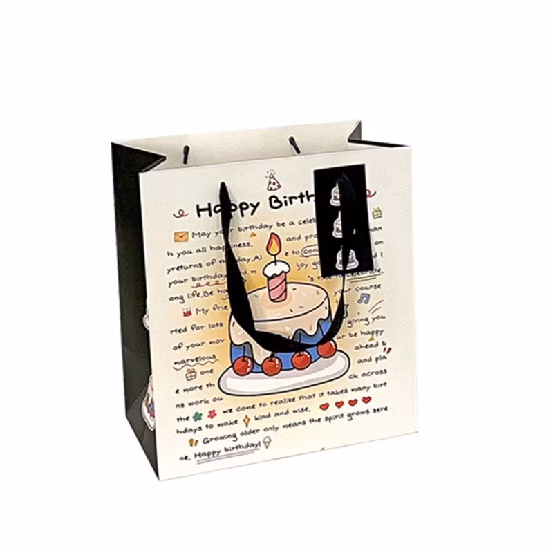 Ins Birthday Cake Gift Bag Large Gift Bag Paper Bag with Thick White Card Storage Bag with Card