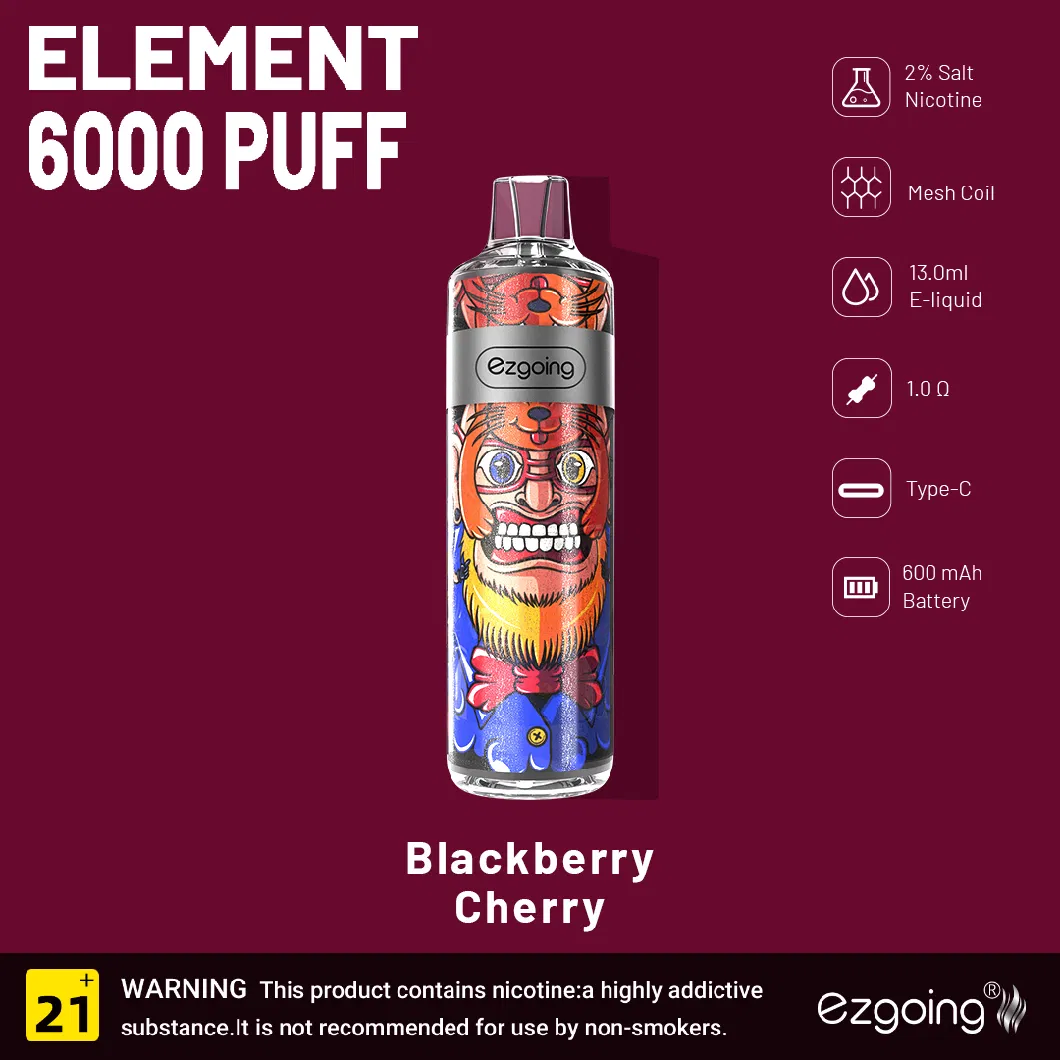 Ezgoing Element 6000puff Elf B Ar Mesh Coil Disposable Vape Box 0% 2% 5% Nicotine 600mAh Battery Cigarette