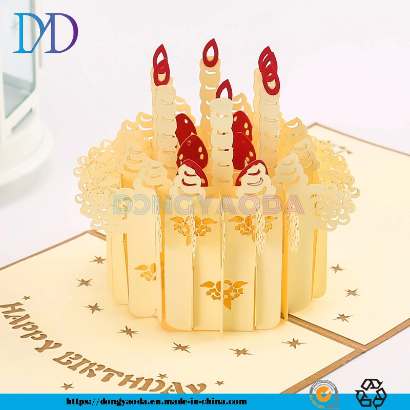 Birthday Card 3D Three-Dimensional Greeting Card Hollow Paper Sculpture Cake