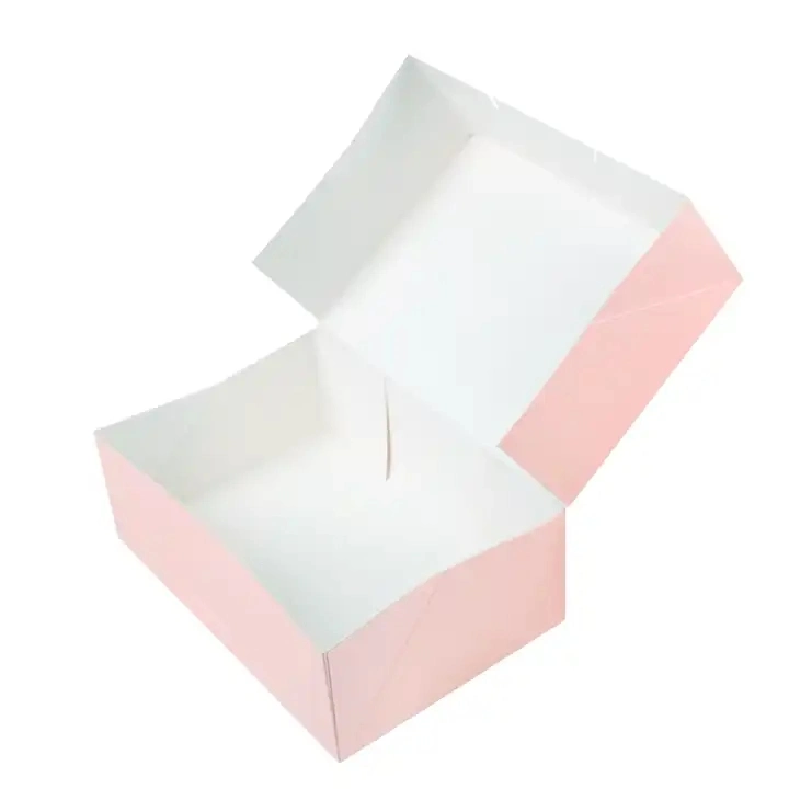 Wholesale Custom Folding Flat Cardboard Cake Pink Bakery Donut Kraft Paper Boxes