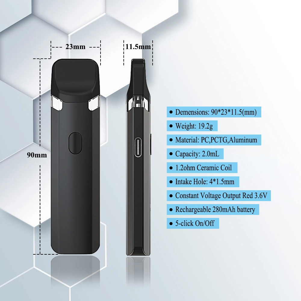 Disposable Vape Pen 280mAh Battery Ceramic Coil 5-Click on/off