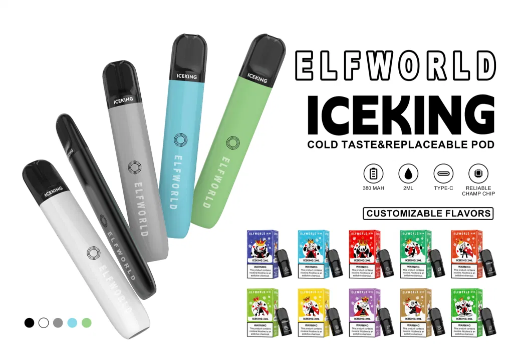 Wholesale Disposable Elf World Iceking Vape 600 Puff Bar Factory Supply Quality E Vape