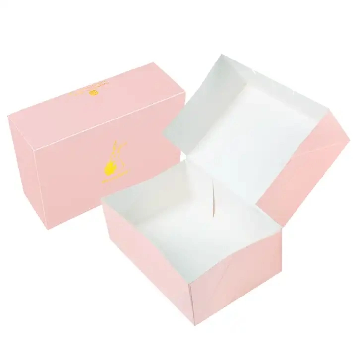 Wholesale Custom Folding Flat Cardboard Cake Pink Bakery Donut Kraft Paper Boxes