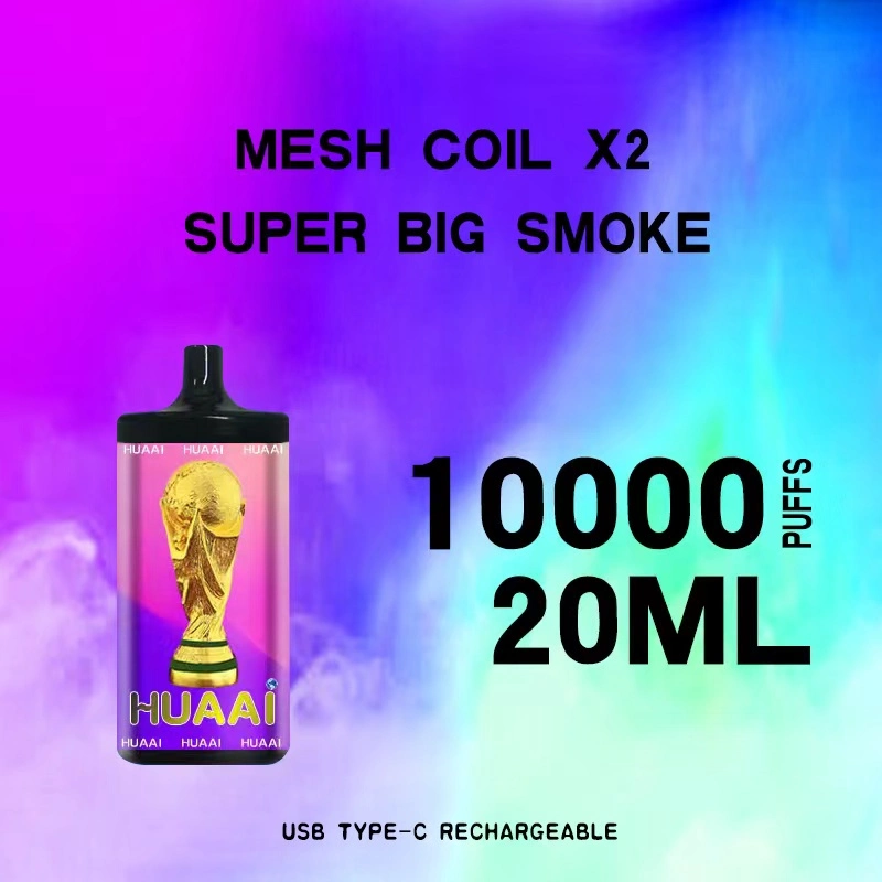 Mesh Coil*2 Super Big Smoke Complex Fruit Flavor 10000 Puffs 20ml Capacity 2% Salt Nicotine Rechargeable Disposable Vape