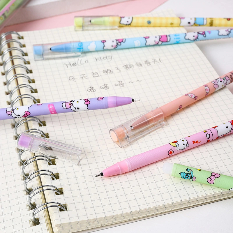 Cartoon Pattern School Student Write Blue and Black Ink Erasable Gel Ballpoint Neutral Pen