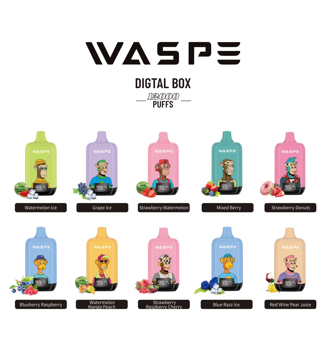 2024 Best Type-C Rechargeable Waspe Digital 12K Puffs Disposable Vape Private Label Vaporizer Pen E Cig