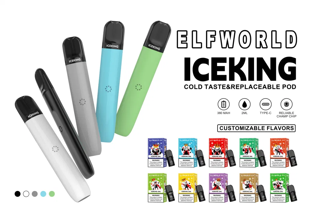 Elfworld Iceking Pod 600 Tpd Puff Innokin Relx-Pen Disposable Vape Pen Replace Pod System Vape Pen Disposable Elf Pod Bar0%2%5% Nic OEM Vape Hookah Bar EU