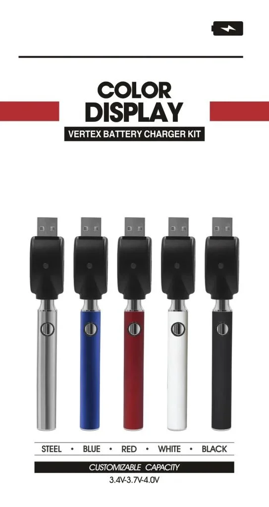 Vertex 510 Battery Custom Logo Variable Voltage Preheat Vape Pen 350mAh Battery