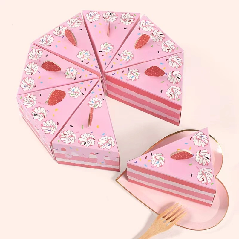 Cute Creative Triangle Cake Shape Wedding Candy Box Spot Birthday Party Children&prime;s Gift Gift Box