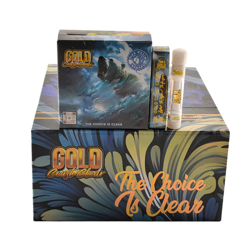 Gold Coast Clear 0.8ml Full Ceramic Coil Vape Carts DAB Rigs 20 Strains 510 Thread Empty