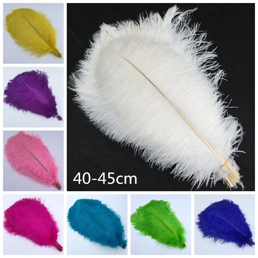 Wholesale Large White Carnival Festival Ostrich Feather 15-80cm Dyed Ostrich Feathers Trims for Wedding Decoration