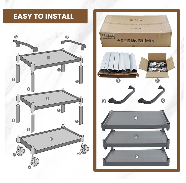 Daosheng Hotel Plastic Cleaning Cart with Two Detachable Baskets