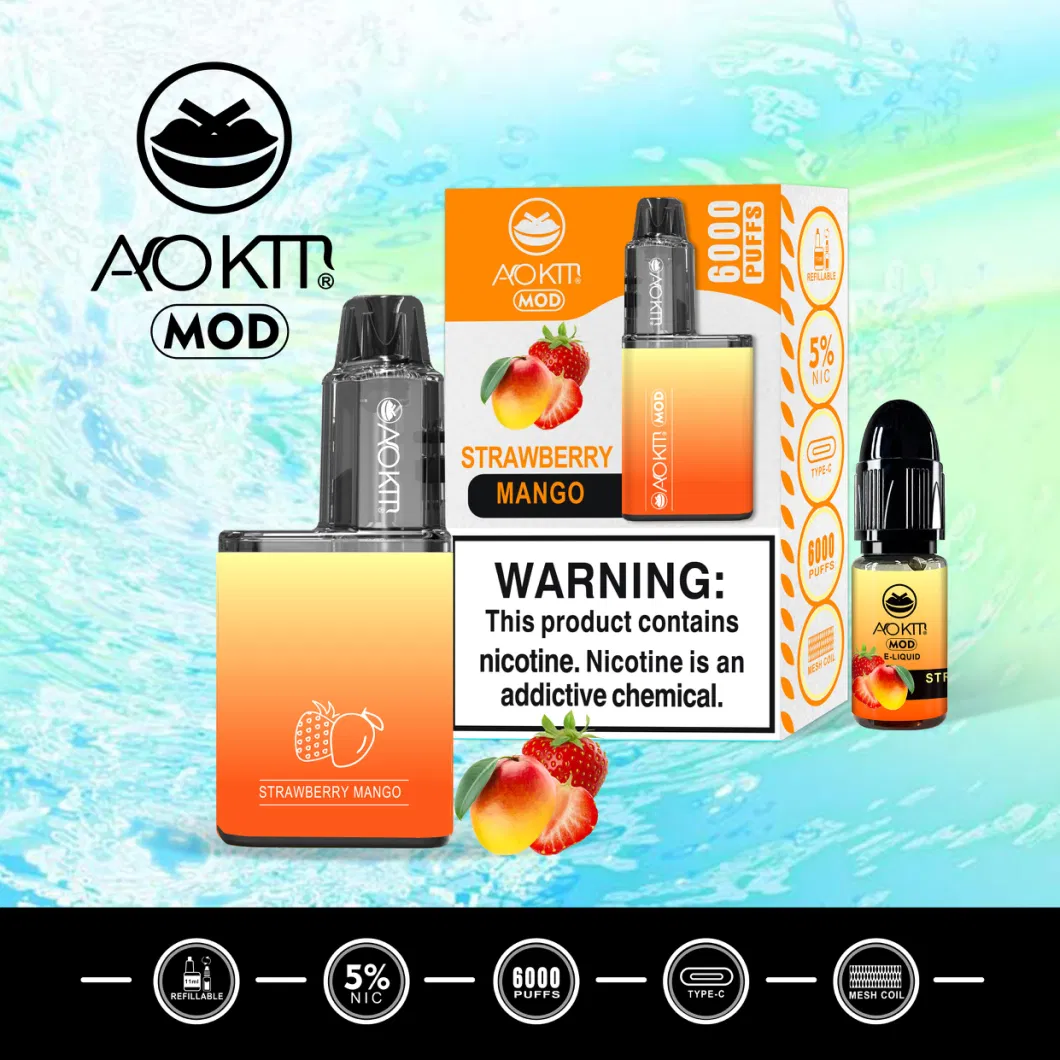 Mini E-Cigarette Hot Sell Factory Aokit Mod 6000 Puff Disposable Vape Pen Wholesale E Cigarette Distributor