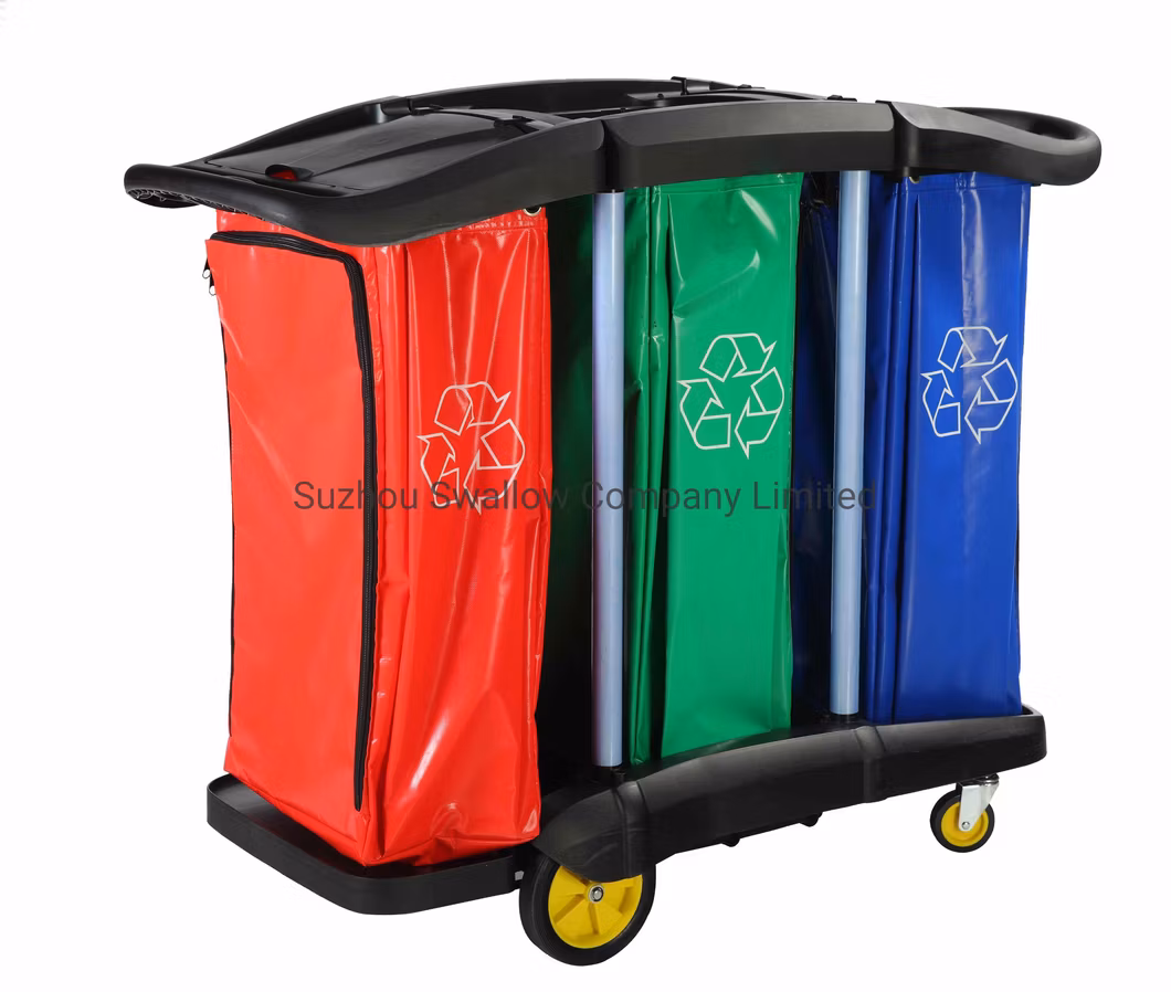Multipurpose Restaurant Hotel Cleaning Trolley Cart with Cover Service Tool Cart Cleaning Equipment