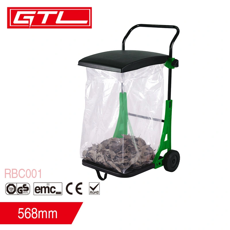 Garden Rubbish Cart with Plastic Bag and Two Wheel/Outdoor Steel Portable Moving Garden Leaf Bag Trolley/Leaf Collection Garden Rubbish Storage Bucket Dump Cart