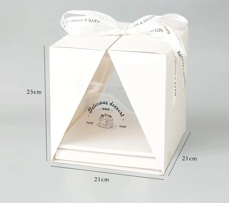 Portable Transparent Cake Box Birthday Cake Mousse Dessert Packaging and Binding Box