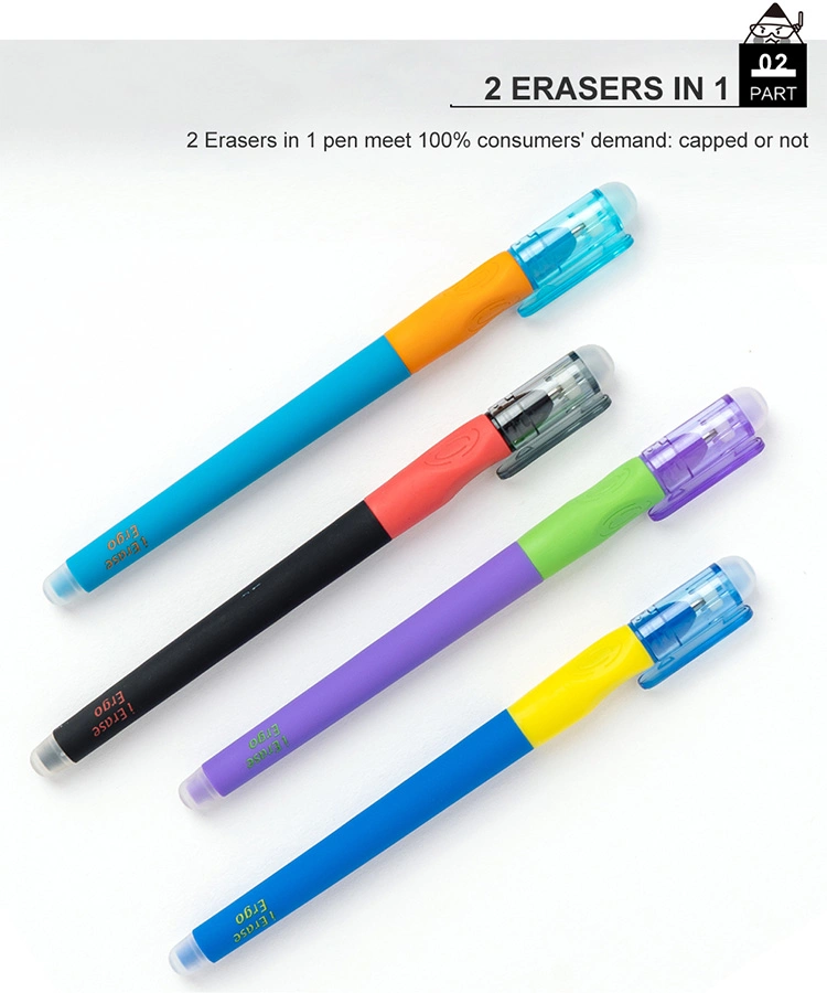 Best Selling Comfortable Rubber Coated Barrel 0.5mm Bullet Tip Erasable Gel Pen