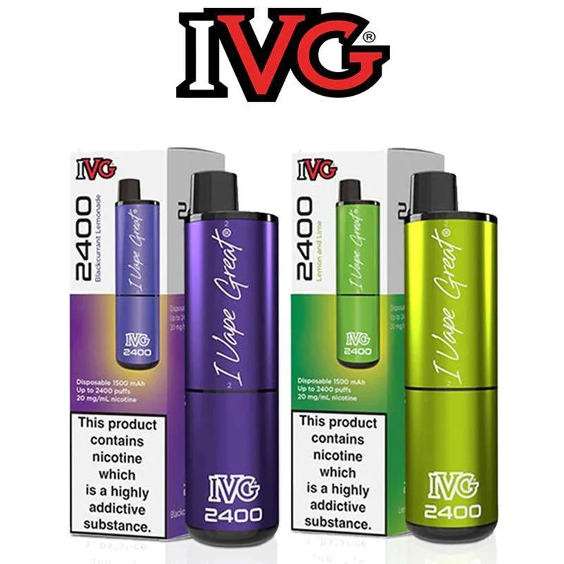 Ivg UK Vaping 8ml Capacity Ivg 2400 Disposable Vape Wholesale Electronic Cigarette Ivg 2400 Big Puffs Disposable Vapes