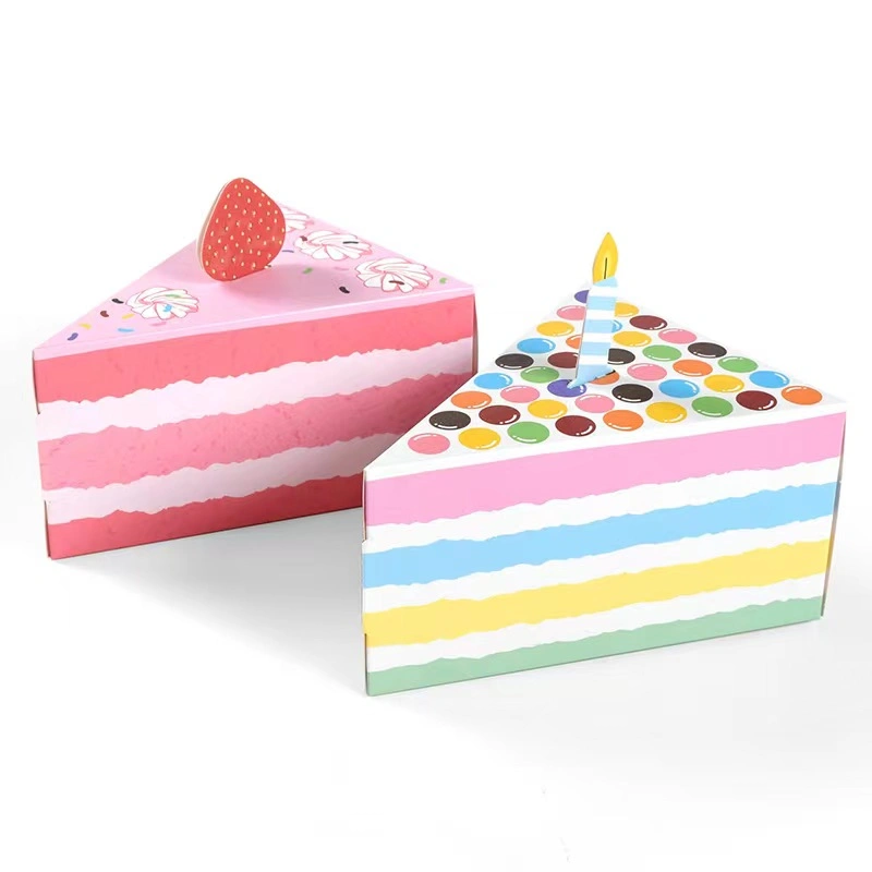 Cute Creative Triangle Cake Shape Wedding Candy Box Spot Birthday Party Children&prime;s Gift Gift Box