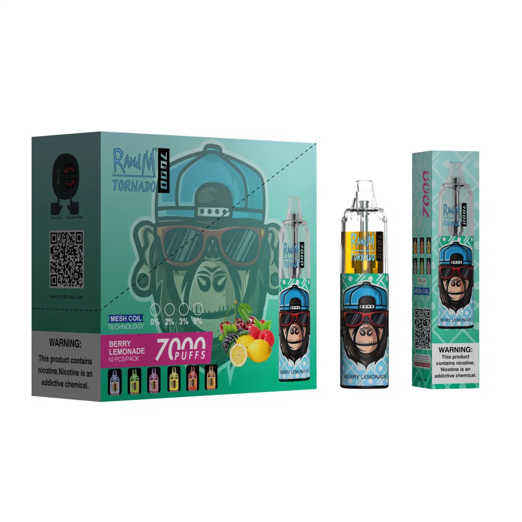 Fumot Original RGB Light Glowing Randm Tornado 7000 Puffs Disposable Vape 56 Flavors Avaliable