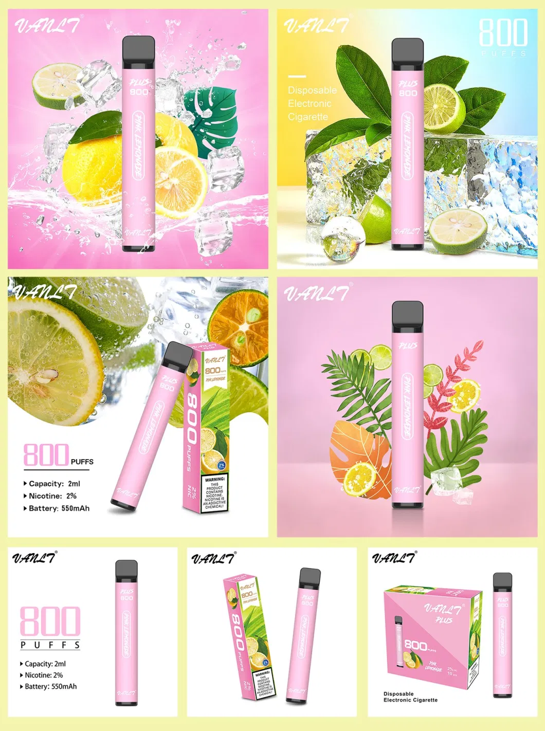 Ecig Disposable Pod System Vanlt Plux Elfbar Super 21+ 600 Puffs 800 Puffs Pink Lemonade Plus Vape