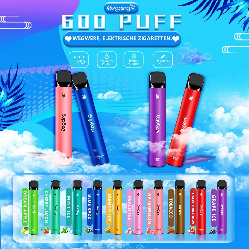 Newest Disposable Vape 600 Puffs Puff Bar Disposable Vape Pen Vaporizer Smoking Pipe