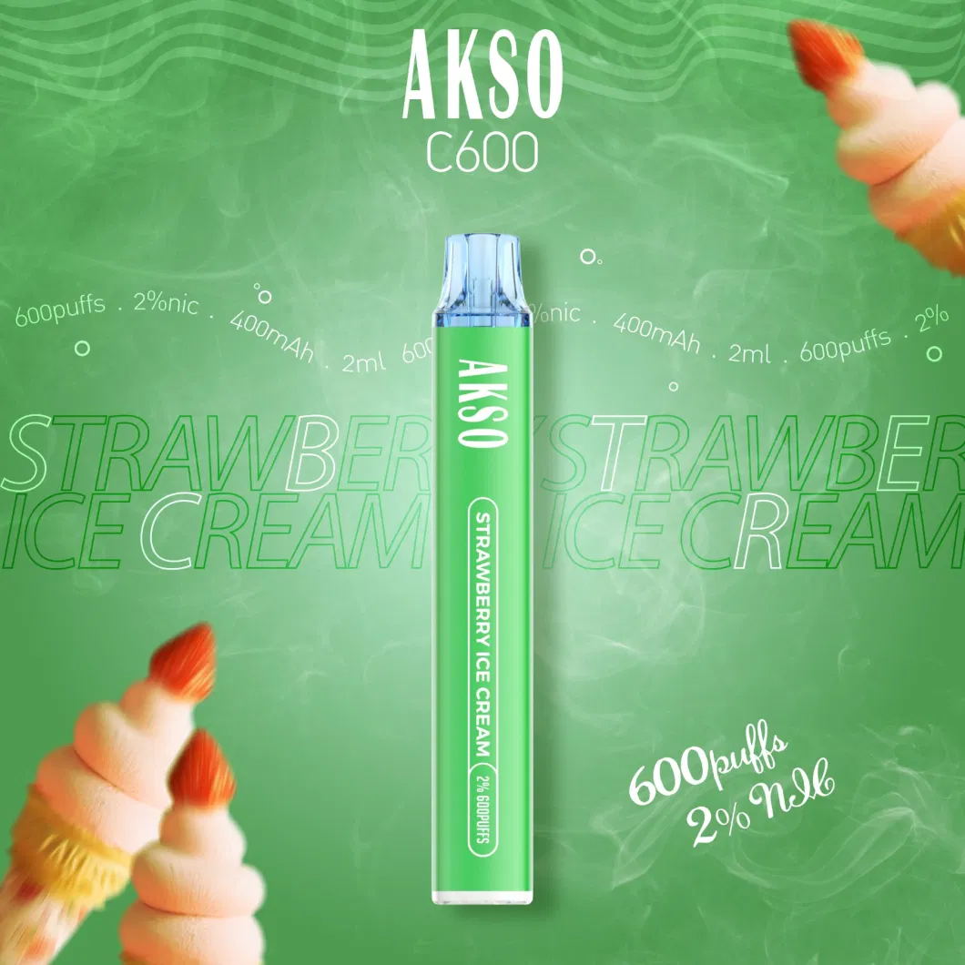 UK Germany Top Best Selling Akso 600 Puffs 2ml E Cigarettes 2% Nicotine Wholesale I Vape Disposable Vape