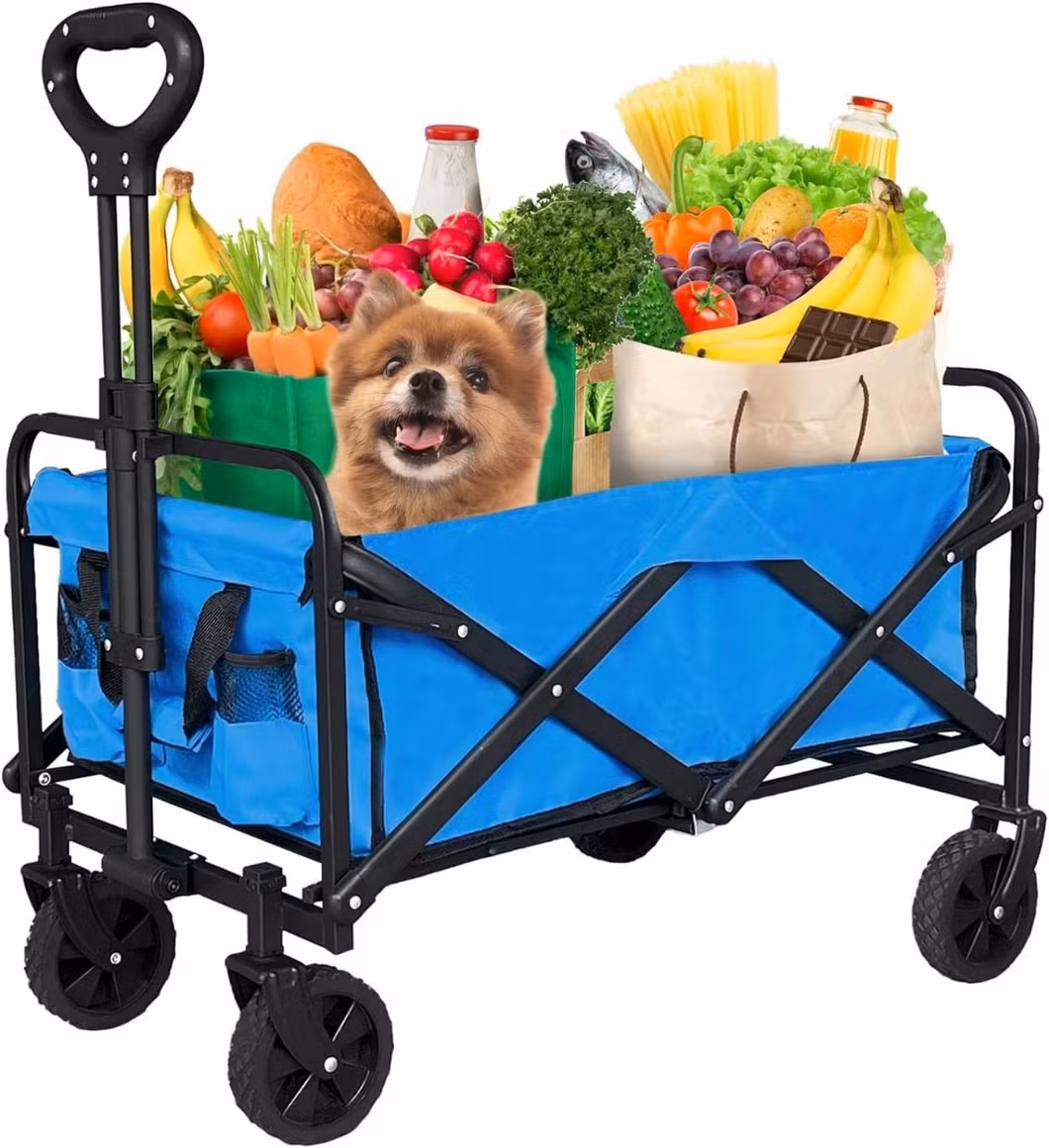 Collapsible Beach Cart Large Capacity Folding Utility Garden Cart Wagon Cart