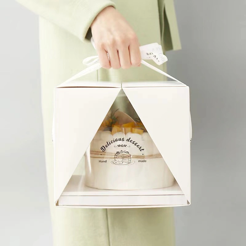 Portable Transparent Cake Box Birthday Cake Mousse Dessert Packaging and Binding Box