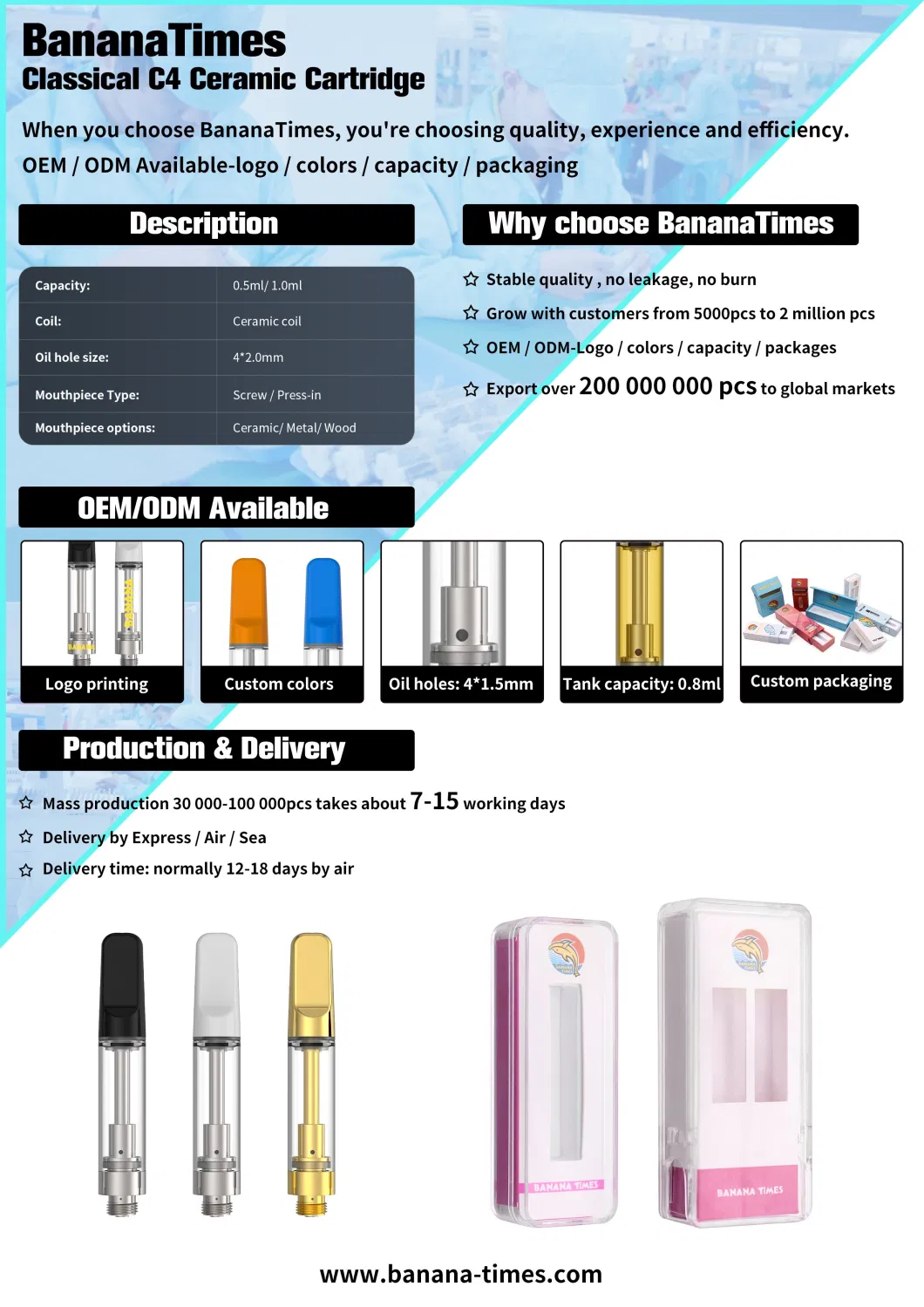 Farm Original Factory Empty 500mg 1.0 Gram Thick Oil Vape Pen Cartridges Cart Co 0.5ml 1ml Ceramic Vape Cartridge Carts with 316L Stainless Steel