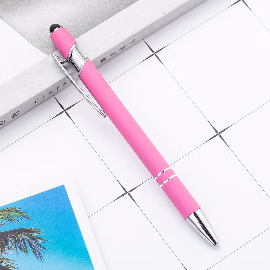 5% off Factory Selling Stylus Customized Logo Value Rubber Paint Ballpoint Pen Multi-Color Optional Laser Engraving Logo