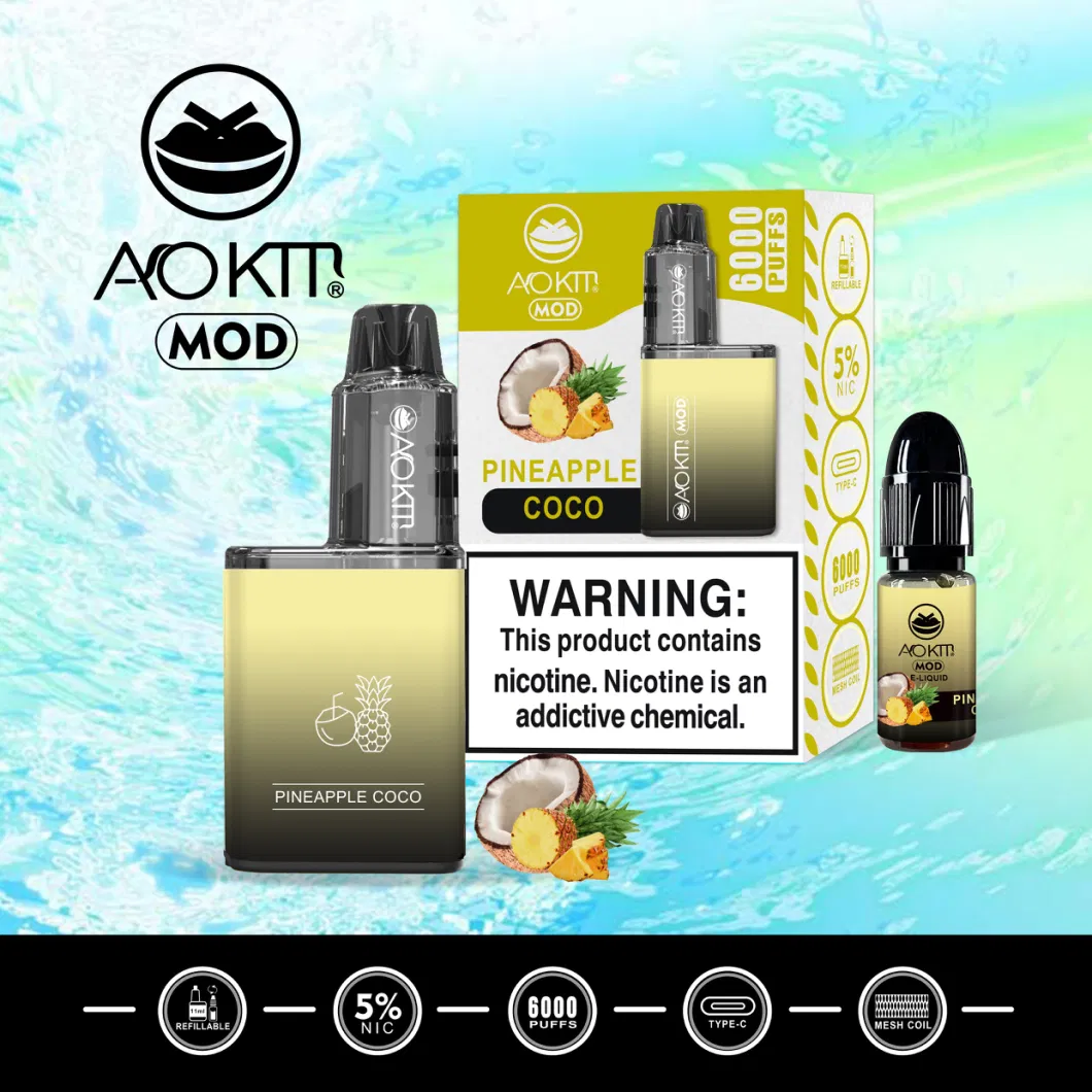 Mini E-Cigarette Hot Sell Factory Aokit Mod 6000 Puff Disposable Vape Pen Wholesale E Cigarette Distributor