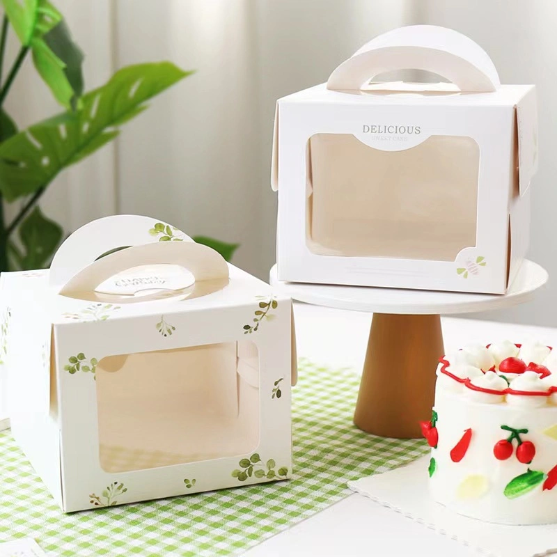 Small Fresh Cake Box Small Pastry Plus High Birthday Cake Packaging Box 4 Inch Mini Portable Window