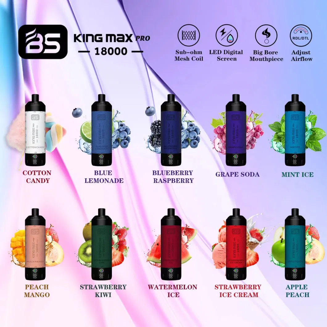 Mini E-Cigarette Breze Stiik BS King Max PRO18000 Puff Disposable Ecig 24ml Pod Factory Vaporizer Made in China XXL Puff Bar Digital Vaping Smoke Vape