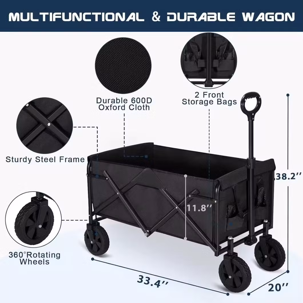 Collapsible Beach Cart Large Capacity Folding Utility Garden Cart Wagon Cart