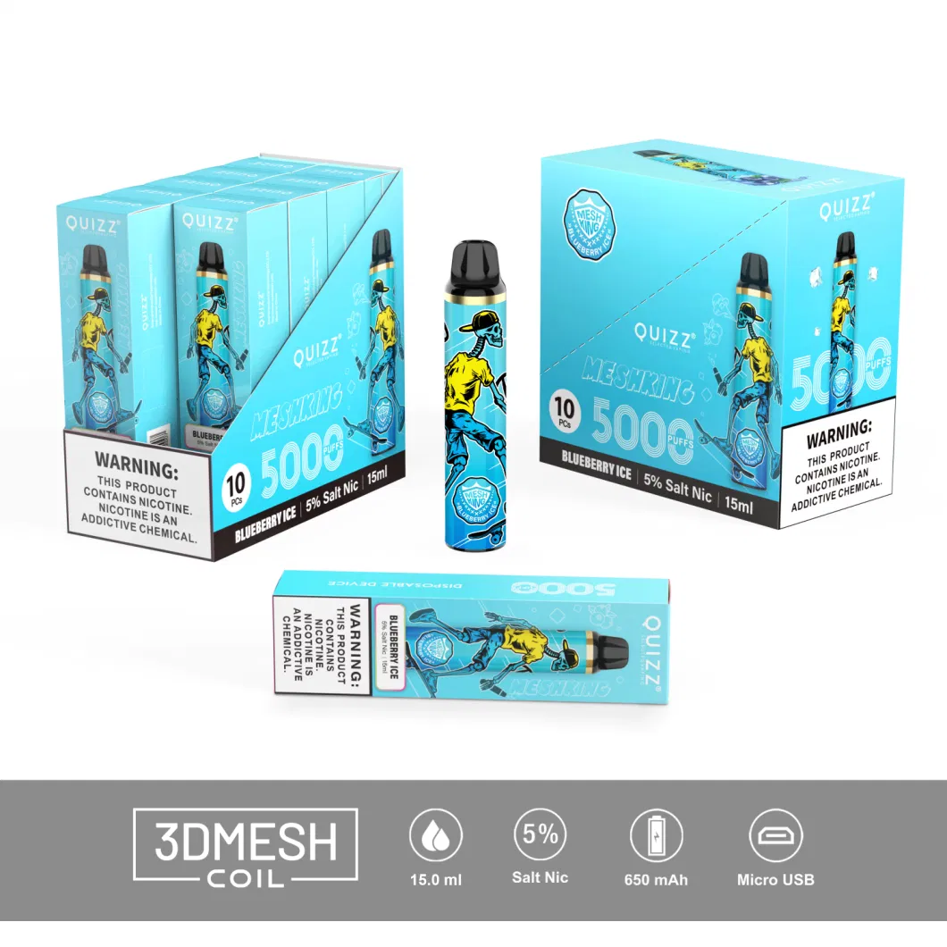 Shopping Puff 3D Mesh Coil Quizz Vapmod Qd25rechargeable Pen Style E-Cigarette Vaporizer Starter Kit 5000 Puffs