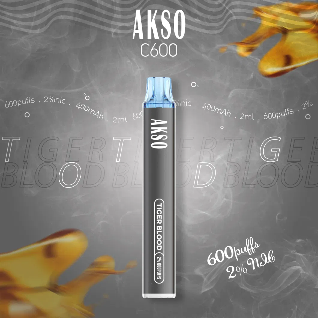 UK Germany Top Best Selling Akso 600 Puffs 2ml E Cigarettes 2% Nicotine Wholesale I Vape Disposable Vape