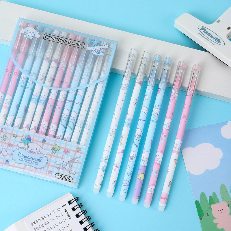 Cartoon Pattern School Student Write Blue and Black Ink Erasable Gel Ballpoint Neutral Pen