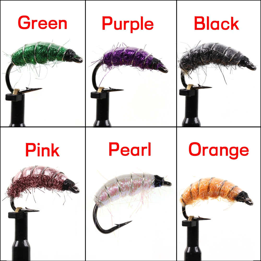 Freshwater Shrimp Fly Scuds Bug Worm Fly Nymphs with Barbed Hook Trout Grayling Fly Fishing Lures Bait