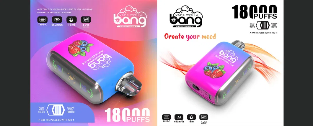 Bang Box 18000 Peach Mango Nicotine Puff 2% 5% Nicotine OEM Vaporizer Wholesale Vape Battery