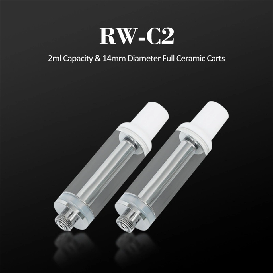 RW C2 510 Thread Vape Cartridge Ceramic Coil Glass Tank Atomizer 2ml Capacity Live Rosin Thick Oil Ape Carts