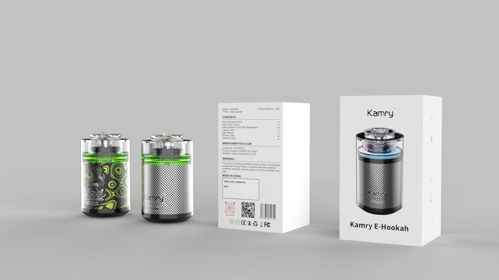 Kamry E-Hookah Head 100W E Hookah E Cigarette 25ml Refillable Tank No Leaking No Burnt E-Head Eshisha Vaping Device 6000 Battery Capacity