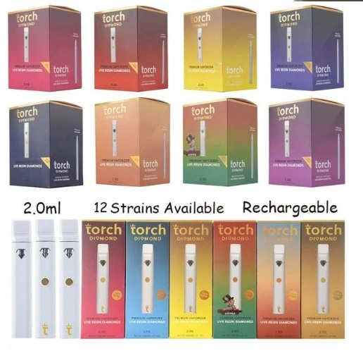 Disposable E-Cigarettes Vape Pen 320mAh Empty 2.0ml Rechargeable Prefilled Cart Thick Oil Packwoods X Torch Diamond Disposable Vape